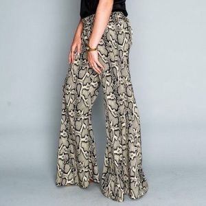 SHOW ME YOUR MUMU Snakeskin Flare Palazzo Pants L